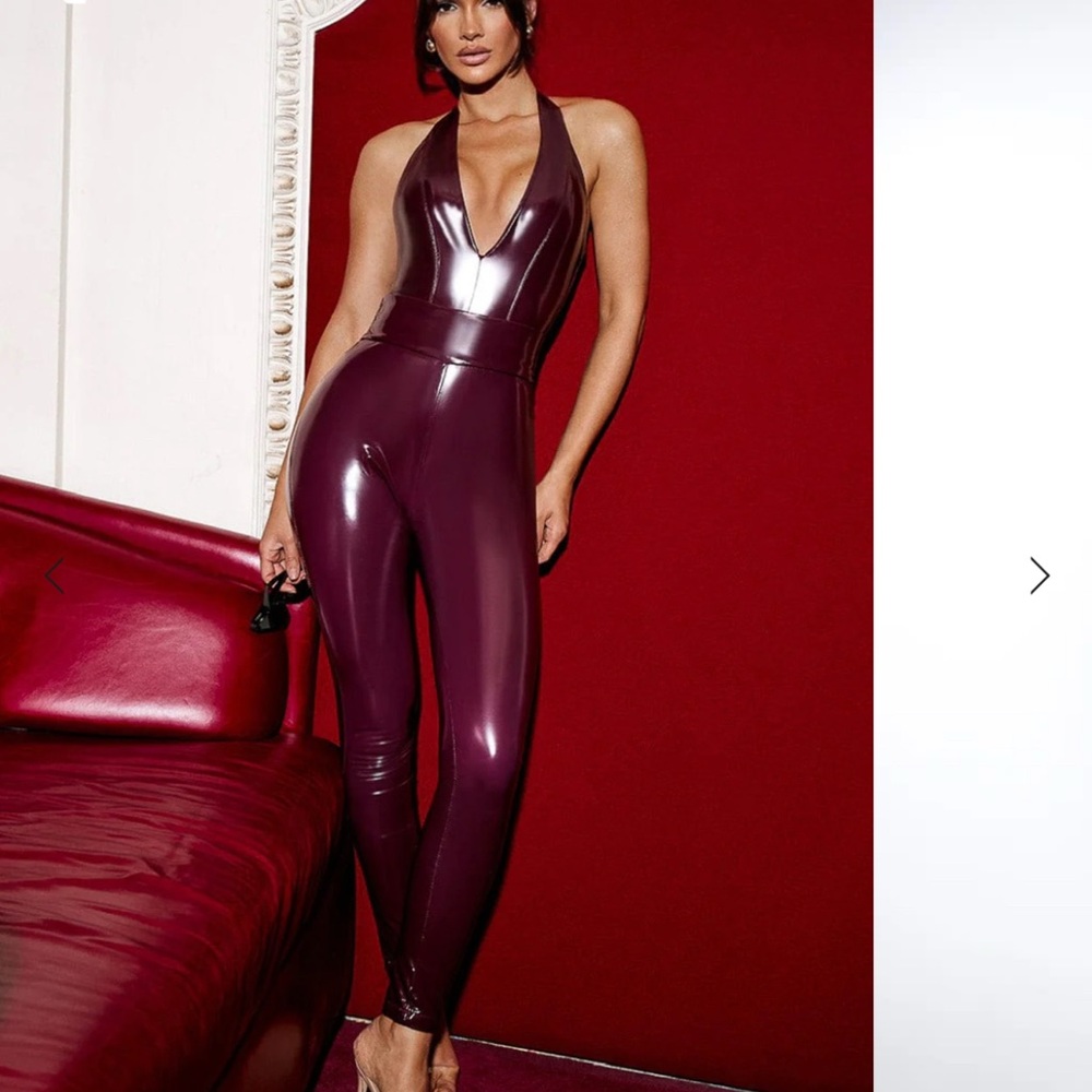 Burgundy Vinyle Shiny Skinny Pants